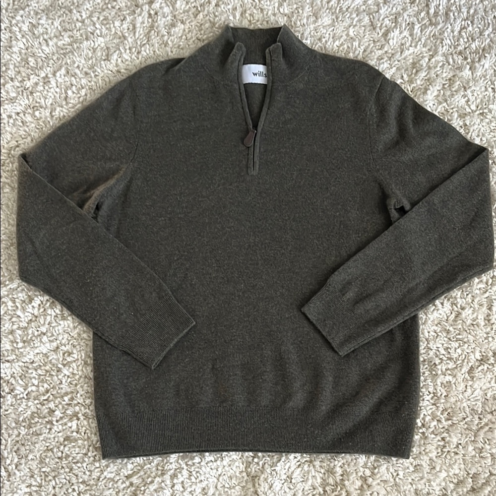 WILLS 100% Cashmere Olive Sweater